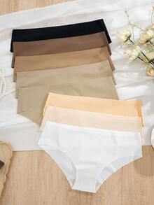 8 chiếc/gói, quần lót bikini nữ nhiều màu sắc, tối giản, thoải mái, thoáng khí, không đường may, có gân. - Nhiều màu - Xem 4