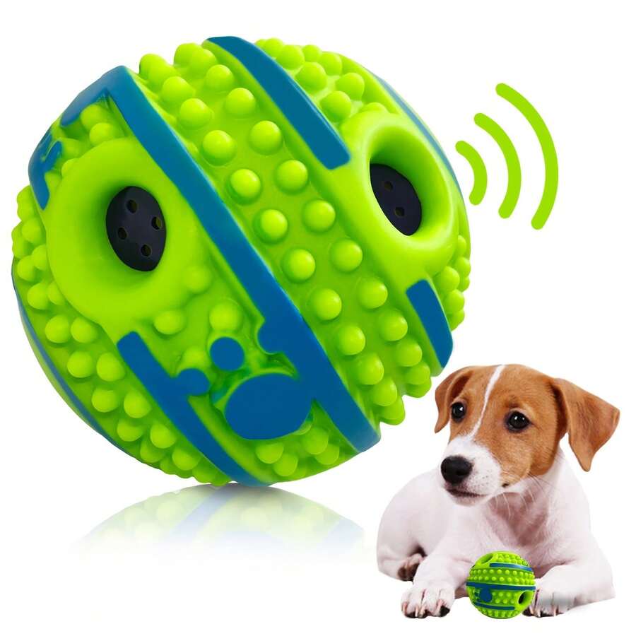 Dog Toy, Sound-Making Ball, Rolls And Makes Funny Noises, Keeps Dogs Entertained, Durable And Chewable, No Batteries Required, Interactive Pet Toy, Lullaby Laughing Ball Toy, Dog Intelligence Training Ball Toy. - 綠色3.5in - 查看 1