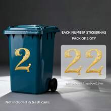 2pcs PVC Gold Number Stickers, 5.7 Inch (14.5cm) Size, Designed For Large Reflective Labels On Trash Cans, No Residue, Suitable For Wheeled Trash Cans, Car Trash Cans And Garage Organization