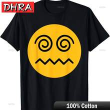 Funny Emoticon Dizzy Face With Spiral Eyes T-Shirt Tshirts Cute Classic Edgy Tops T-Shirts For Summer T-Shirt Korea Nostalgia - 黑色 - 查看 1