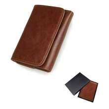 HEKAME Tarjetero de Cuero para Hombre, Carteras para Caballero, Capacidad para 14 Tarjetas, Con Bolsillo de Moneda Billetera, Cartera con ID Window y RFID Bloqueo Antirrobo, Plegable para Hombre Regalo - Cafetería - Ver 2