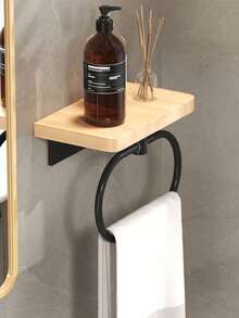 1pc Bathroom Towel Ring, Triangular Bathroom Shelf, Adhesive Towel Rack, For Bathroom Storage And Organization, No Drilling Required, Easy Installation, Bathroom Accessories