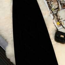 New Autumn And Winter Women'S Vintage Corduroy Split Midi Skirt, Elegant Long High-Waisted A-Line Skirt, Comfortable And Versatile For Casual Outings. - 灰色 - 查看 6