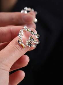 2pcs Vintage Medieval French Court 3D Floral Adjustable Rings, Silver Iris Flower For Teens - Silver - View 6