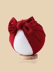 Baby Striped Print Headband, Infant Heart Cherry Bow Headwear, Girls Valentine's Day Hair Accessories - Red - View 12