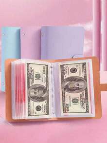 100个信封式储蓄存折、钞票册、硬币收藏册、现金收藏册、储蓄整理册、照片卡夹、多功能收纳袋 - 多 - 查看 1