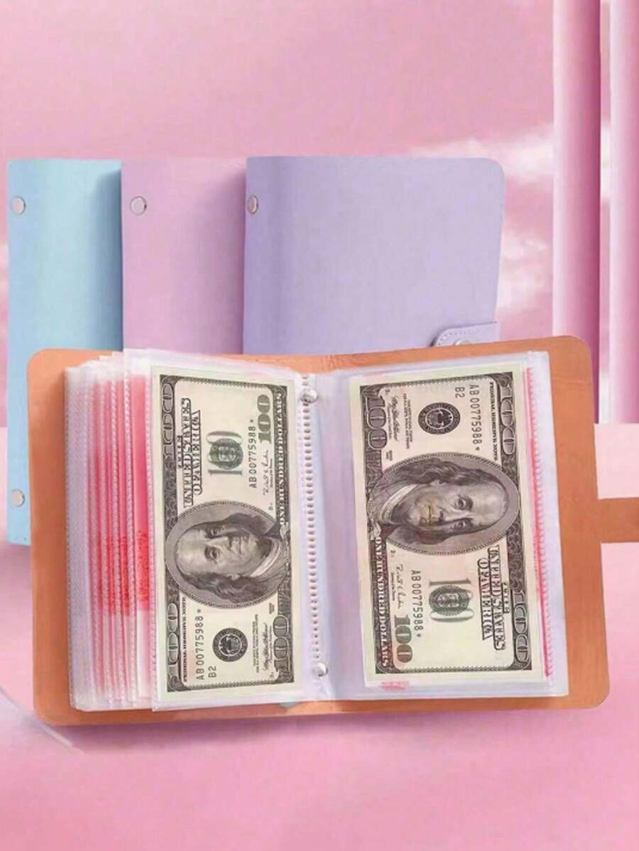 100个信封式储蓄存折、钞票册、硬币收藏册、现金收藏册、储蓄整理册、照片卡夹、多功能收纳袋 - 多 - 查看 1