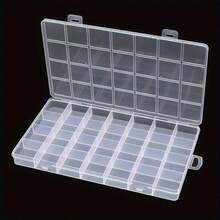 1pc 24-Compartment Transparent Plastic Storage Box With Lid