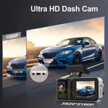 1080P 3-Channel Dash Cam - Front/Rear/Interior Recording, With Infrared Night Vision, Loop Recording, Wide Angle DVR, 2.0" IPS Screen, Car Video Recorder, 150mAh Lithium Battery