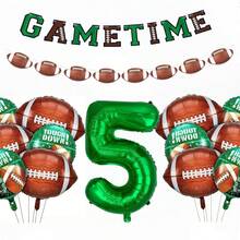 32" Green Number Foil Balloons, Football Pennant Flags, Football Shaped Balloons, Birthday Party Decorations - Green - View 10