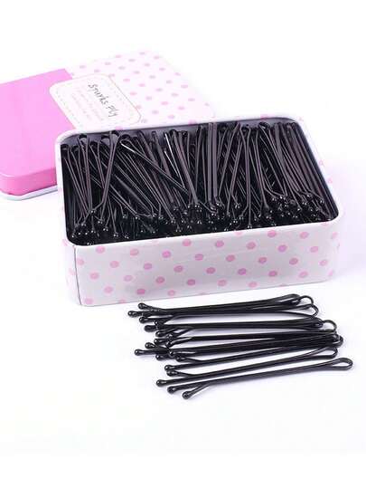 100 piezas de Pasadores de Pelo Negros, Vienen con Caja de Regalo de Moda, Pasadores de Metal Adecuados para Cabello Grueso, Aptos para Todos los Tipos de Cabello, Accesorio de Cabello Esencial para Niñas y Mujeres (5.5 cm), Tenacillas, Rizador sin Calor, Herramientas y Accesorios para Peinado, Adecuado para Salón, Viaje y Temporada de Regreso a Clases, Viaje y Vacaciones