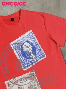 EMCGICC Street Life Men's Y2k Style (220 Pure Cotton T-Shirt) Retro Graphic Funny Printing,Hip Hop ,Men's Summer Tops Round Neck Short Sleeve Casual T-Shirt, Summer Street Sports Life Men's - Đỏ - Xem 2