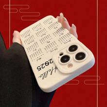 1個 アイボリーホワイトアイ ミニマリストカレンダーデザイン 落下防止電話ケース  11/12/13/14/15/16/XS/XR/X/7/8 Plus/Pro Max/SEシリーズ対応 ガールフレンド、ボーイフレンド、友達、または自分自身を分けるへの理想的ななギフト - ホワイト - チェックする 3