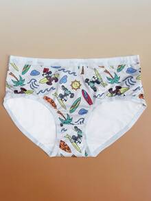 5pcs Women's Disney IP Authorized Minnie Mouse & Mickey Mouse Cartoon Print Panties, Sexy Printed Briefs, Low Waist Underwear - Multicolor - View 5