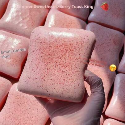 New Soft Squishy Raspberry Toast Stress Relief Squeeze Toy, Stress Relief, Emotion Soothing, Gift, Holiday Gift, Birthday Gift, Perfect Gift
