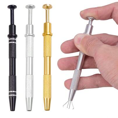 2pcs Piercing Ball Grabber Tool, 4 Claw Jeweler's Pick Up Tool Piercing Ball Gripper Stainless Steel Pearl Grabber Pick Up Tool