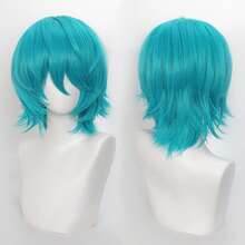 40英寸短款合成假发，带刘海，男女通用，适合男士佩戴，层次感直发，无胶耐热纤维，高密度，外观自然