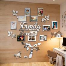 10-Piece Acrylic Mirror Photo Frame Stickers | Removable Wall Decor Tiles For Bedroom, Living Room, Home Office - Self-Adhesive Memory Board - Silver - View 5