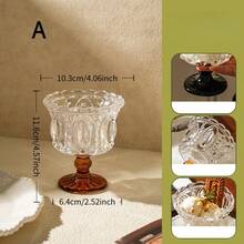 1个250毫升复古浮雕高脚冰淇淋杯，奢华玻璃甜点杯，适用于冰淇淋、酸奶、布丁、慕斯等，适合情人节派对装饰和礼品 - 彩色 - 查看 6