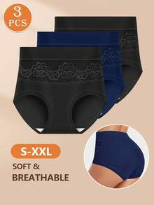 MEIYATING 3 piezas Bragas moldeadoras de cintura alta para mujer, con diseño de rosas en malla transpirable y cómoda - Multicolor - Ver 6