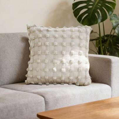 欧式抱枕套装饰，小格纹装饰方形靠垫套，3D格纹装饰，适用于客厅、沙发、床、卧室、汽车、农舍、宿舍等场所装饰，家居装饰，节日礼物