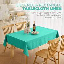 Faux Linen Small Rectangle Tablecloth For Kitchen Dining Room,Outdoor Coffee Wrinkle-Free Washable Table Cloth Covers For Wedding, Picnics, Party(Oblong, 60 X 84 Inch (6-8 Seats), Turquoise),Turquoise84inchx60inchRectangular - Turquoise84inchx60inchRectangular - View 3