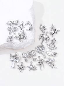 10/20件套水钻装饰月亮、心形、蝴蝶结、星星形状配件，Y2K风格DIY串珠手链和项链