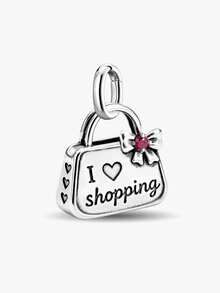 1件简约独特的925纯银“我爱购物袋”吊坠，DIY饰品，优雅配饰，男女皆宜，圣诞礼物 - 款式2 - 查看 10
