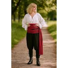 ThePirateDressing Pirate Medieval Renaissance Halloween Costume Large Sash,Black-Red(1OO%CottonFabric) - 黑紅(100%棉布) - 查看 3
