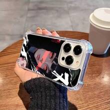 Funda de Teléfono de Arte Gótico Oscuro Inspirada en Anime para 12 a 17, con una Chica de Pelo Negro y Ojos Rojos Junto a un Personaje Secundario Marcado por un Corazón, Mostrando una Estética Vibrante de Rojo y Púrpura con Antideslizante y Resistente a Impactos en las Cuatro Esquinas 17 17promax - transparente - Ver 4