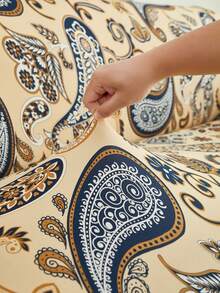 1pc Paisley Print Ruffled Sofa Cover, Dust-Proof & Dirt-Resistant, Elastic Full Coverage Sofa Protector, Living Room Decor, Fits 1/2/3/4 Seater Sofa, All Season, Machine Washable - Multicolor - View 2