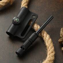 3-In-1 Multifunctional Magnesium Flint Fire Starter Rod With Compass & Whistle, Outdoor Survival Tool Kit, Suitable For Camping, Hiking, Adventure Enthusiasts - Multicolor - View 5