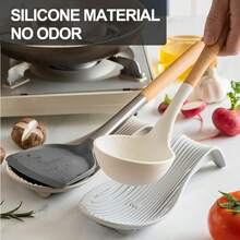 1pc Silicone Spoon Rest, Spoon Shaped Silicone Kitchen Utensil Holder, Cooking Tool Rack, Spatula & Spoon Stand, Silicone Material - Multicolor - View 4