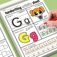 28 Pages Children's Letter Practice Workbook - Colorful Educational Handwriting Practice Book, Featuring Letters And Animals - Multicolor - View 5