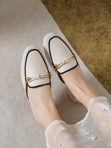 Women's Fashionable Slip-On Flat Mule Shoes - Apricot - View 5