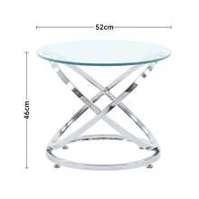 Home Entryway Table, Glass-Top Coffee Table, Minimalist Round Side Table, Sofa Side Table, Mini Reception Desk, Patio Tea Table, Bedside Table, Lamp Table, Plant Display Stand, Sturdy And Long-Lasting - Silver - View 8