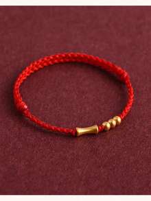 1 件吉祥结红绳手链，男女通用/情侣款，适合祈福、健康、节日、礼物、日常佩戴 - 紅色 - 查看 11