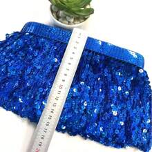 2英寸宽 - 亮片流苏花边饰带，亮片丝带流苏面料，适用于拉丁舞服装、舞台幕布、DIY工艺品