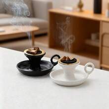 1pc Irregular Cup-Shaped Ceramic Incense Burner - Creative 2-In-1 Aromatherapy & Decor For Middle Eastern Home, Dining Room, Living Room, Bedroom & Desk - Multicolor - View 7