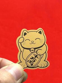 新年幸运金箔贴纸，带来好运。招财猫图案，可用作手机贴纸、派对礼品和新年礼物。 - 彩色 - 查看 5