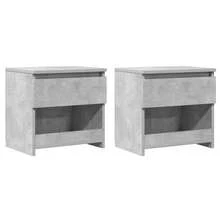 vidaXL Nachttische, 2er-Set, Beton-Grau, 40 x 30 x 39 cm, Spanplatte - Schwarz - Übersicht 11