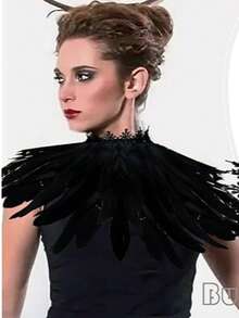 Carnival Witch Feather Scarf Shawl - Grey Swan Wings - Shoulder Shawl - Fairy Tale Style Costume, For Women Only - Multicolor - View 5