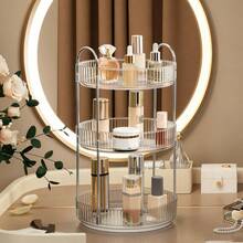 Organizador de maquillaje giratorio de 360 grados y tocador, unidad de almacenamiento de 1/2/3 niveles, caja de almacenamiento de gran capacidad para maquillaje, cuidado de la piel y perfumes, adecuada para tocador, baño y Lazy Susan, decoración de sala de maquillaje - Multicolor - Ver 7