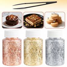 24K食用金箔，金箔片，适用于蛋糕装饰、牛排装饰、烹饪、饮品、食品、甜点等。 - 彩色 - 查看 7