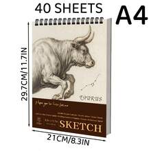 9 x 12 英寸素描本，顶部螺旋装订，1 包 40 张（68 磅/100 克/平方米），无酸艺术素描本，绘画书写纸，适合成人、初学者和艺术家使用 - 白色 - 查看 6