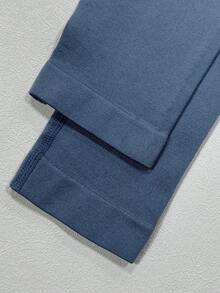 1 pieza Pantalones deportivos casuales de unicolor para mujer, pantalones de yoga de cintura alta con control de abdomen, pantalones de cintura alta que levantan el trasero - Azul Marino - Ver 5