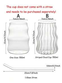1pc 550ml High-Quality Glass Cup - Cloud Shaped Cold Drink Cup, Household Spiral Design, High Borosilicate Glass Milk Tea/Coffee Cup - Multicolor - View 10