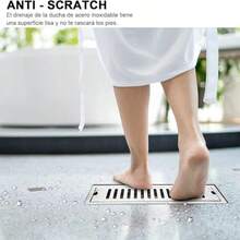 Drenaje De Piso, Coladeras De Desage, Desage De Suelo Largo Cuadrado De Acero Inoxidable (40 * 10 Cm), Tubo De Desage De Ducha, Filtro De Drenaje Antiolor De Gran Desplazamiento (Plata) - Pago - Ver 4