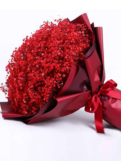 50朵仿真红色满天星，质感逼真，抗紫外线，适用于室内/室外家居装饰，客厅、卧室、餐桌、婚礼中心装饰、生日派对、周年纪念、圣诞节、情人节、排灯节和慕尼黑啤酒节装饰，是完美的圣诞节和情人节礼物，也可用作圣诞花环装饰和秋冬季装饰。