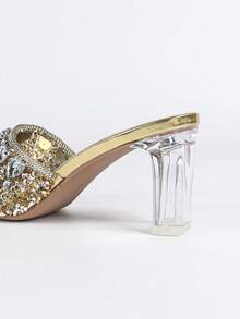 女士高跟凉鞋 - 金色 - 查看 8